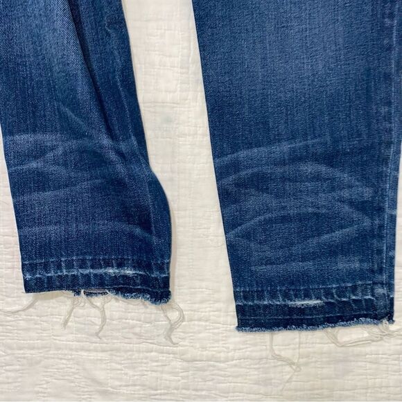 GUESS High Waist Ankle Cropped Raw Hem Frayed Edge Ripped Distressed Straight - Picture 9 of 12